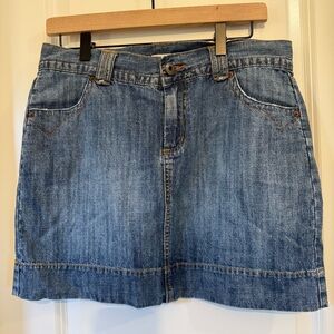 Tint Denim Mini Skirt Flap Back Pockets Embroidery Waves Sz 6 Coastal Western